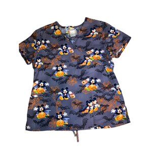 Women Nurse Hospital Scrubs Halloween Mickey Mouse Disney Office Top Size M
